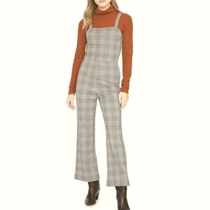 NWT SANCTUARY Check You Later Stretch Plaid Overalls Flare Leg Jumpsuit L & XL